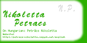 nikoletta petracs business card