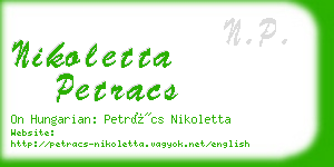 nikoletta petracs business card